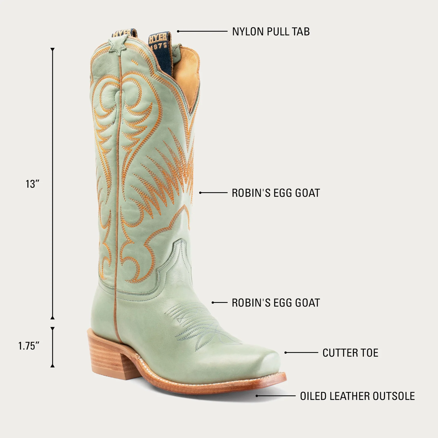 Mint Green Western Embroidered Boots