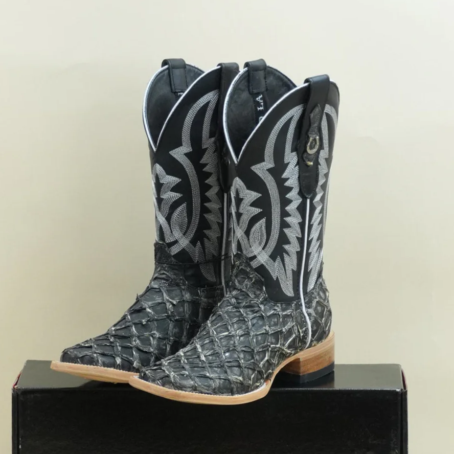 Exotic Fish Boots - Black - Square Toe