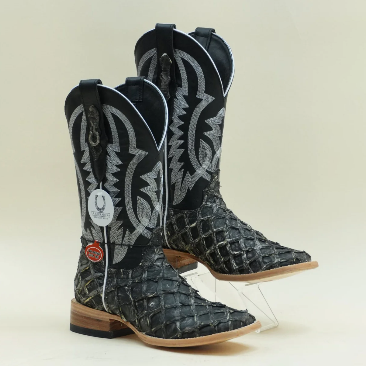 Exotic Fish Boots - Black - Square Toe