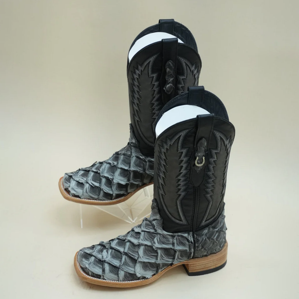 Exotic Fish Boots - Grey Eclipse - Square Toe