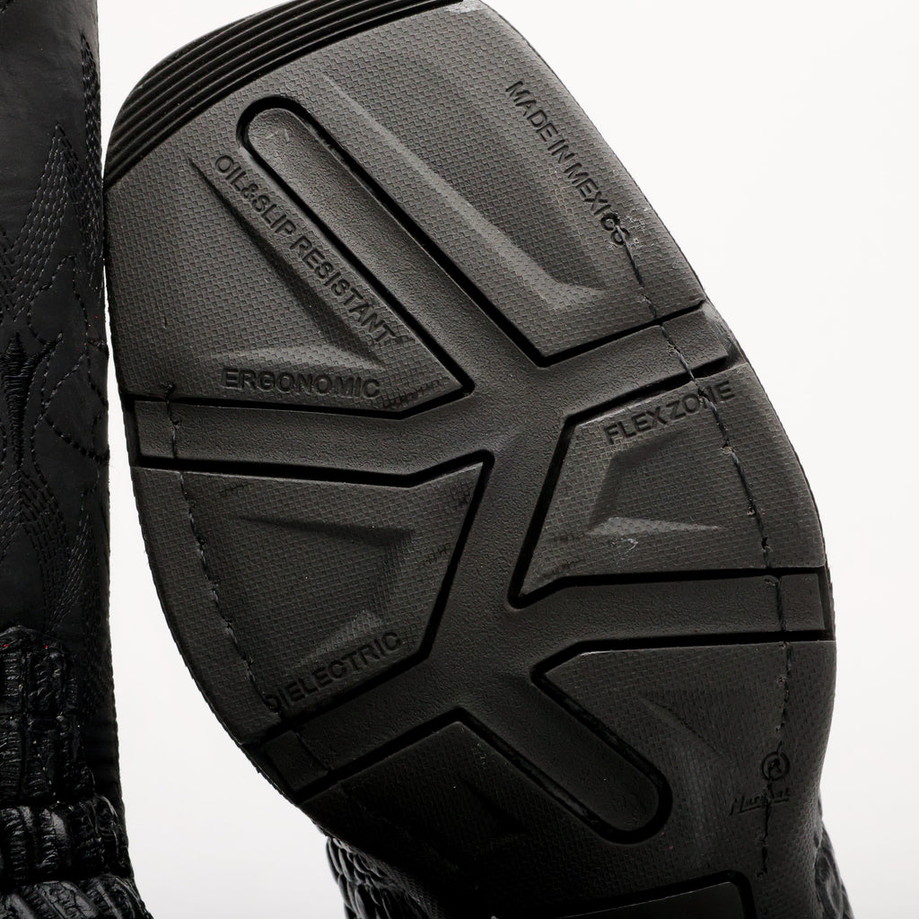 Black Caiman Hornback Leather Boots - 3D Sole Composite Toe