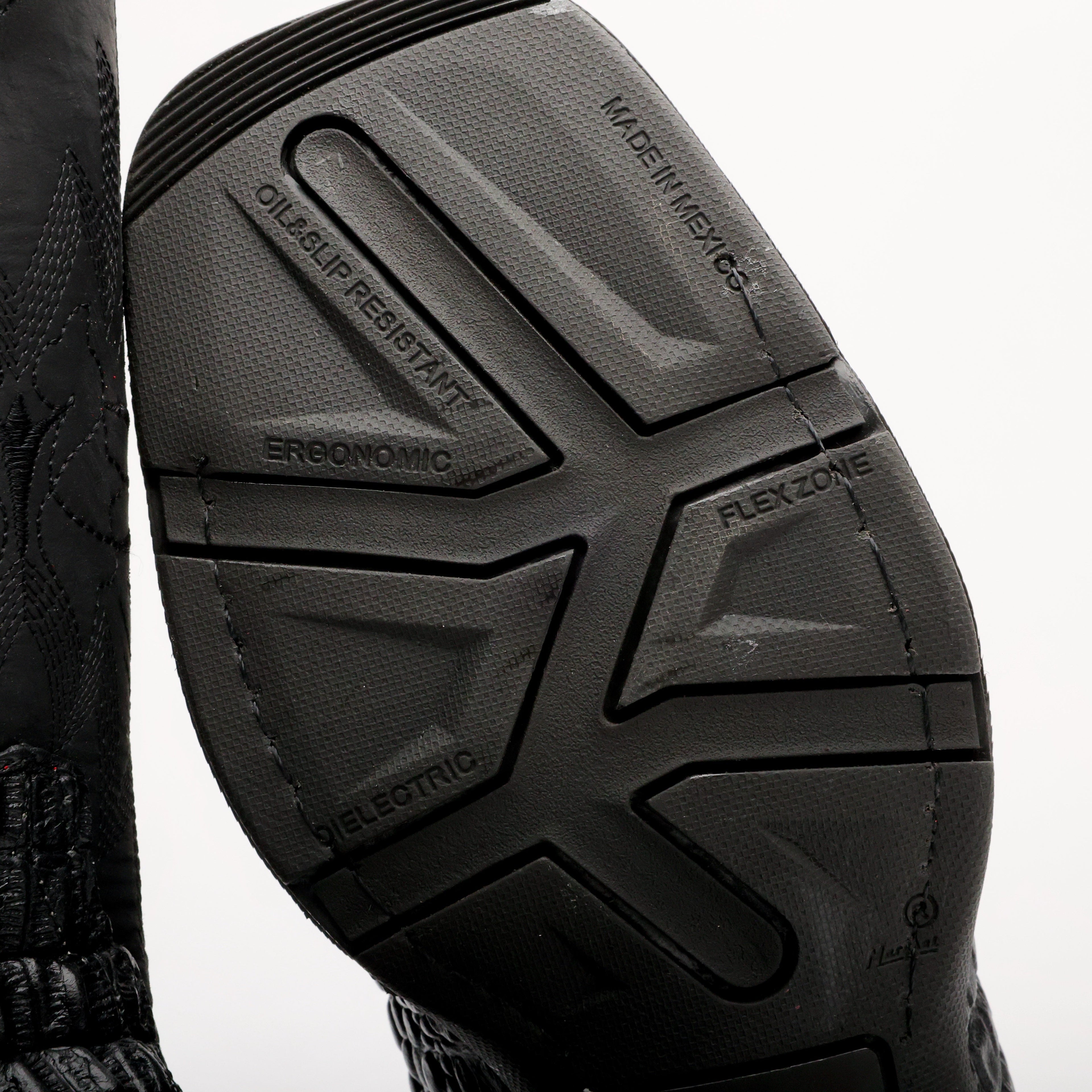 Black Caiman Hornback Leather Boots - 3D Sole Composite Toe
