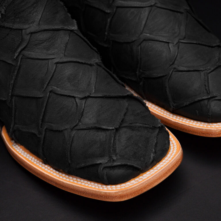Matte Black Pirarucu – Square Toe