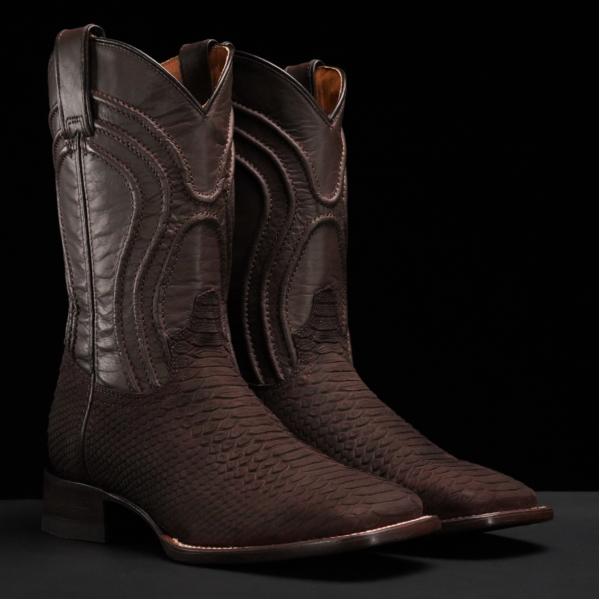 Matte Brown Python – Square Toe
