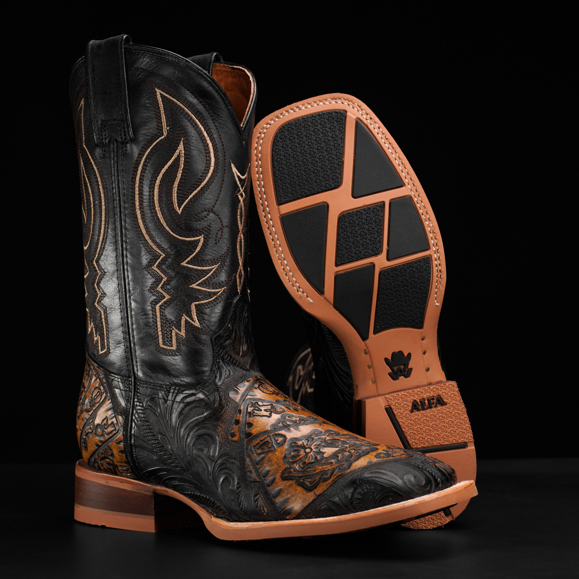 “ALL IN” Black/Tan Safari – Square Toe