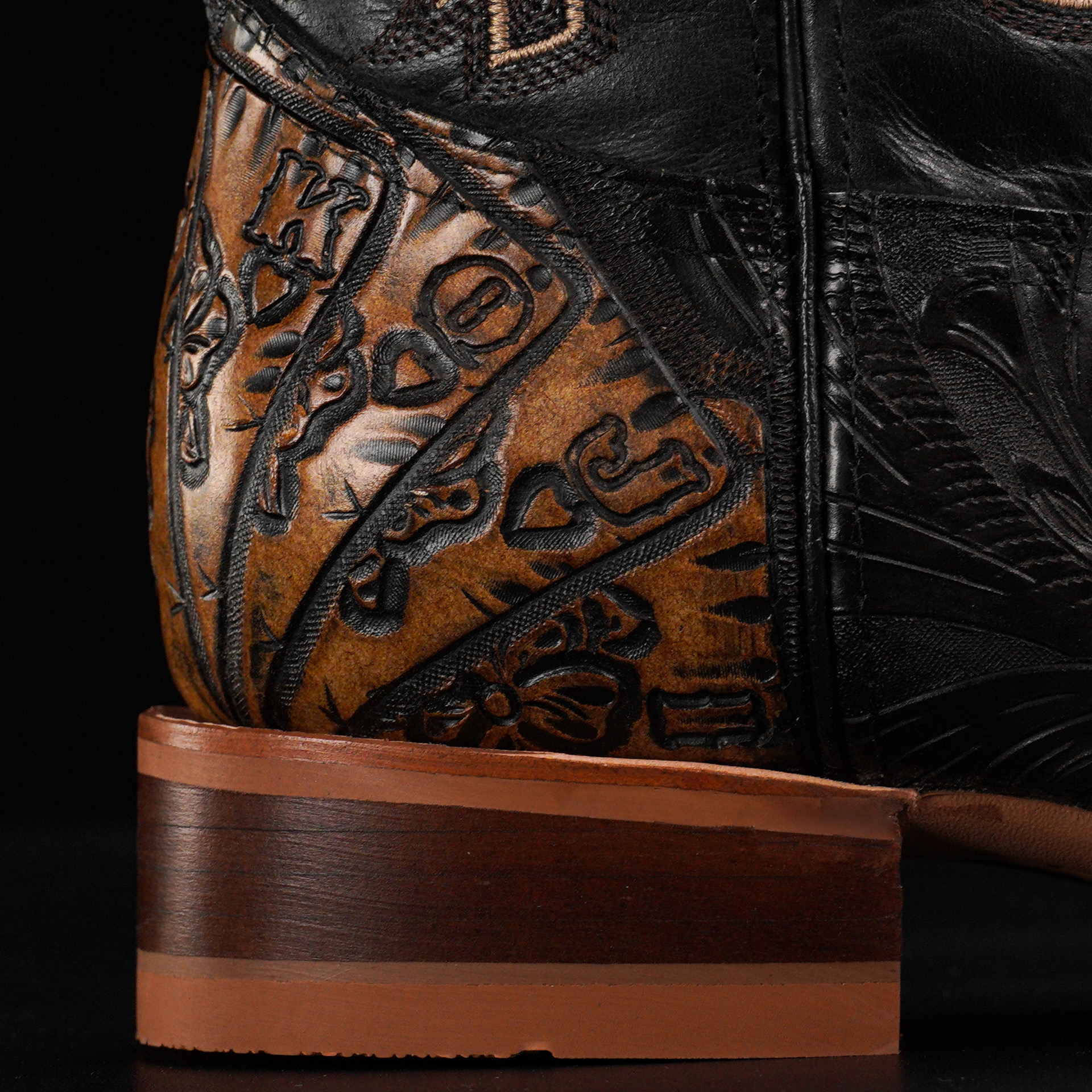 “ALL IN” Black/Tan Safari – Square Toe