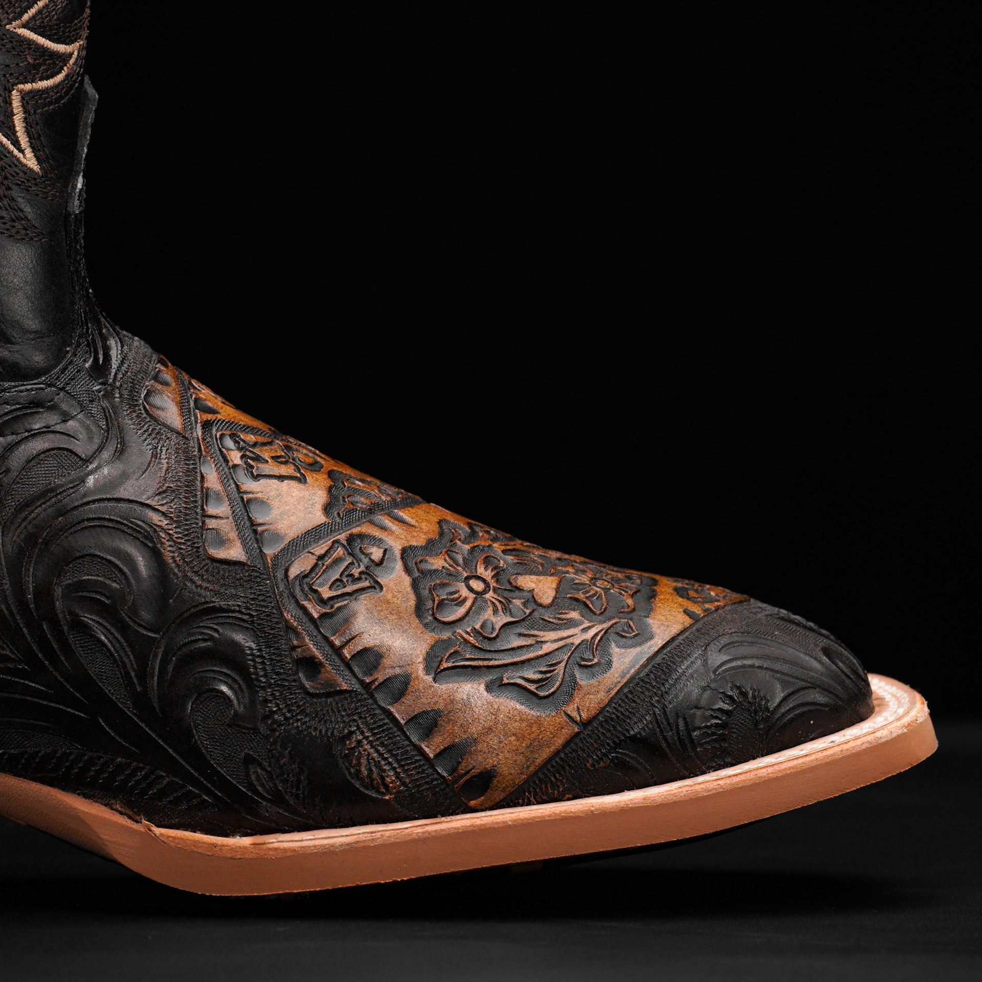 “ALL IN” Black/Tan Safari – Square Toe