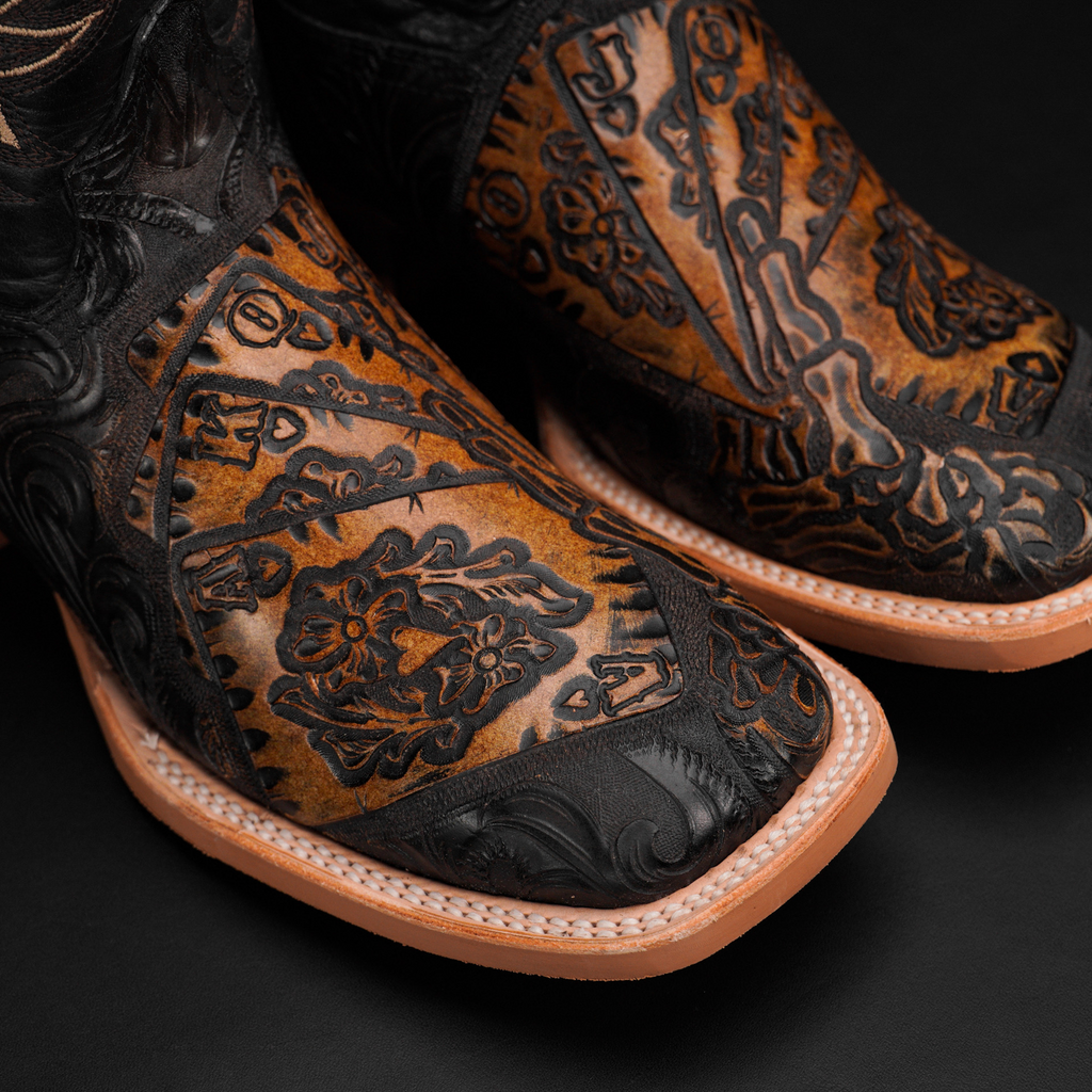 “ALL IN” Black/Tan Safari – Square Toe