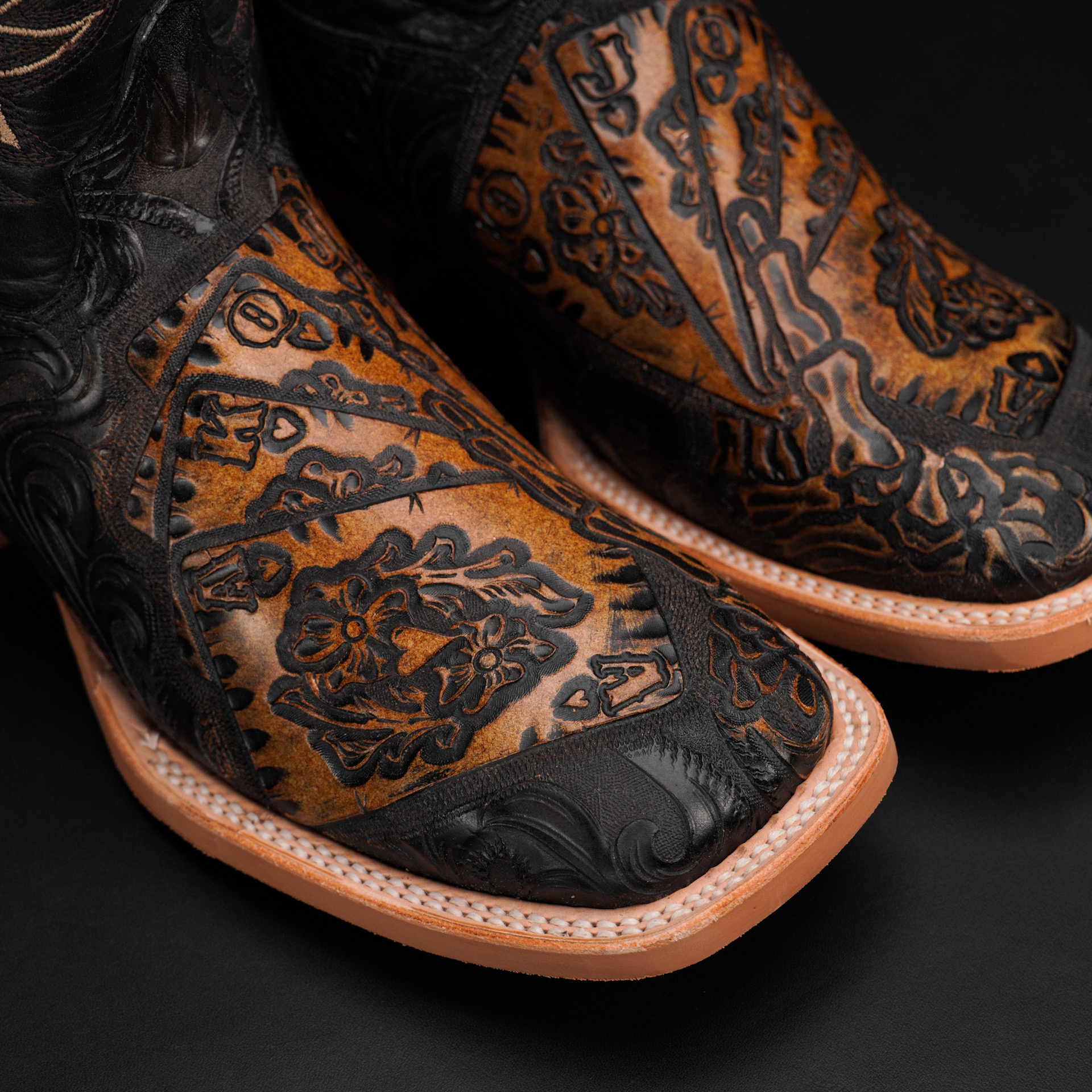 “ALL IN” Black/Tan Safari – Square Toe