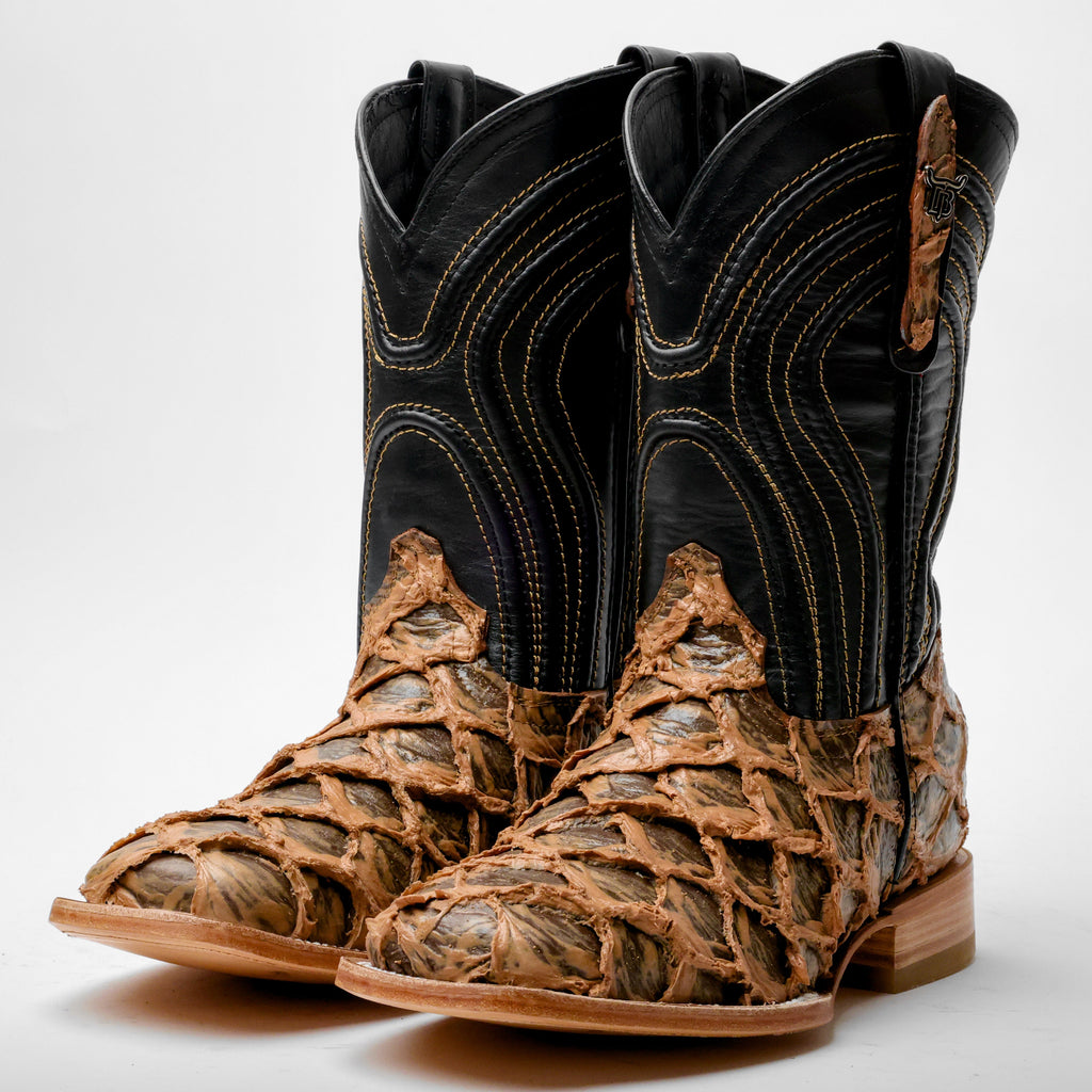 Light Brown Rustic Jumbo Pirarusu Leather Boots