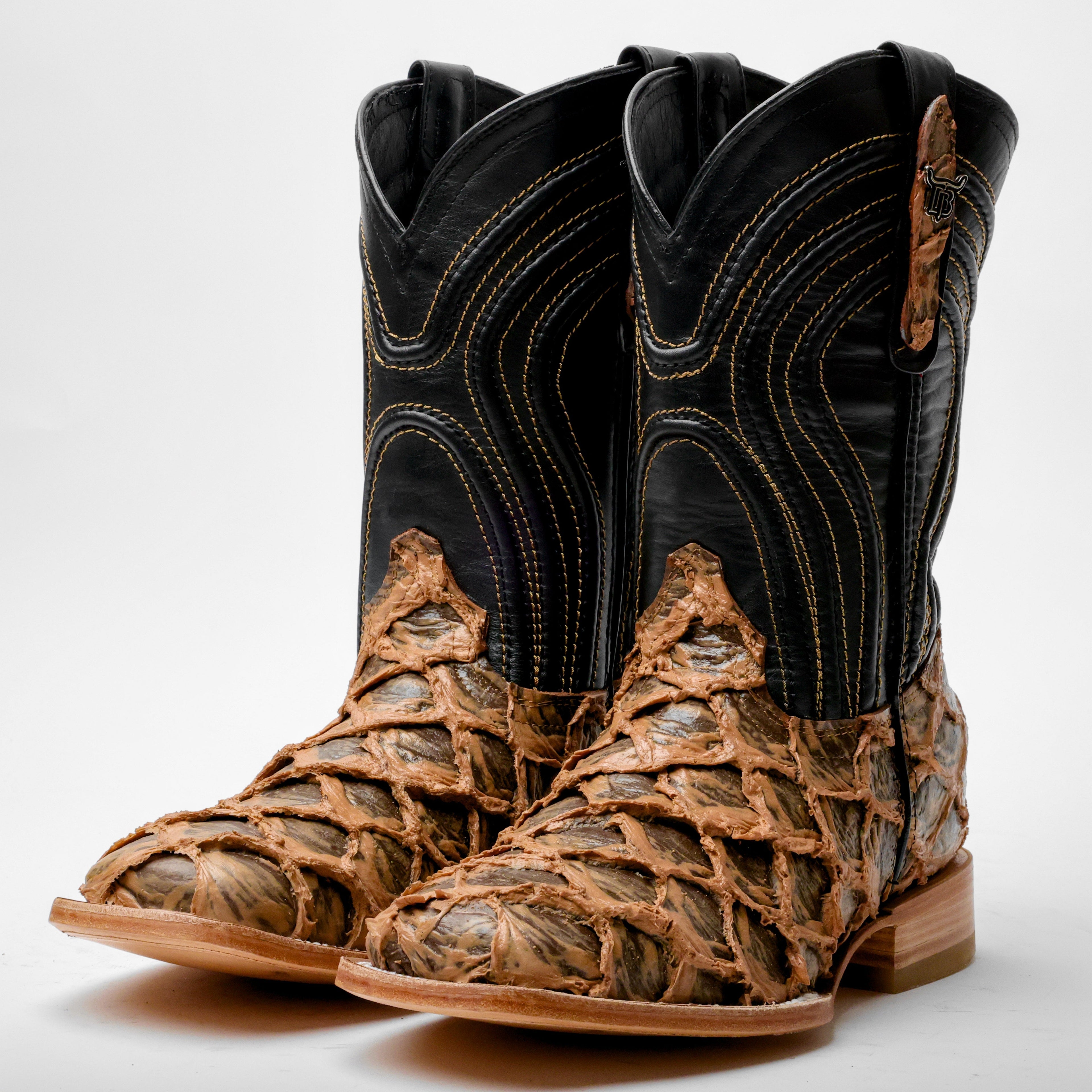 Light Brown Rustic Jumbo Pirarusu Leather Boots