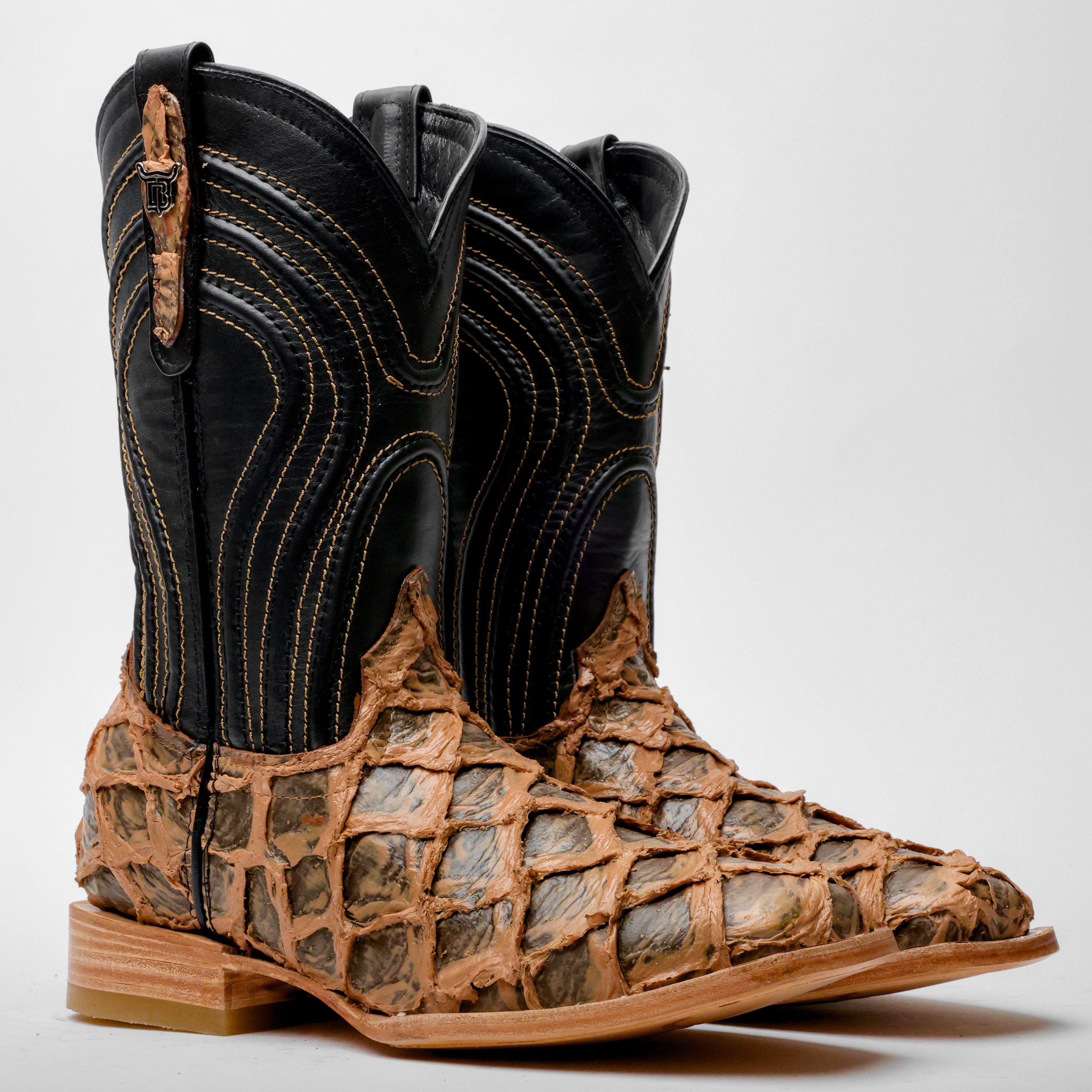 Light Brown Rustic Jumbo Pirarusu Leather Boots