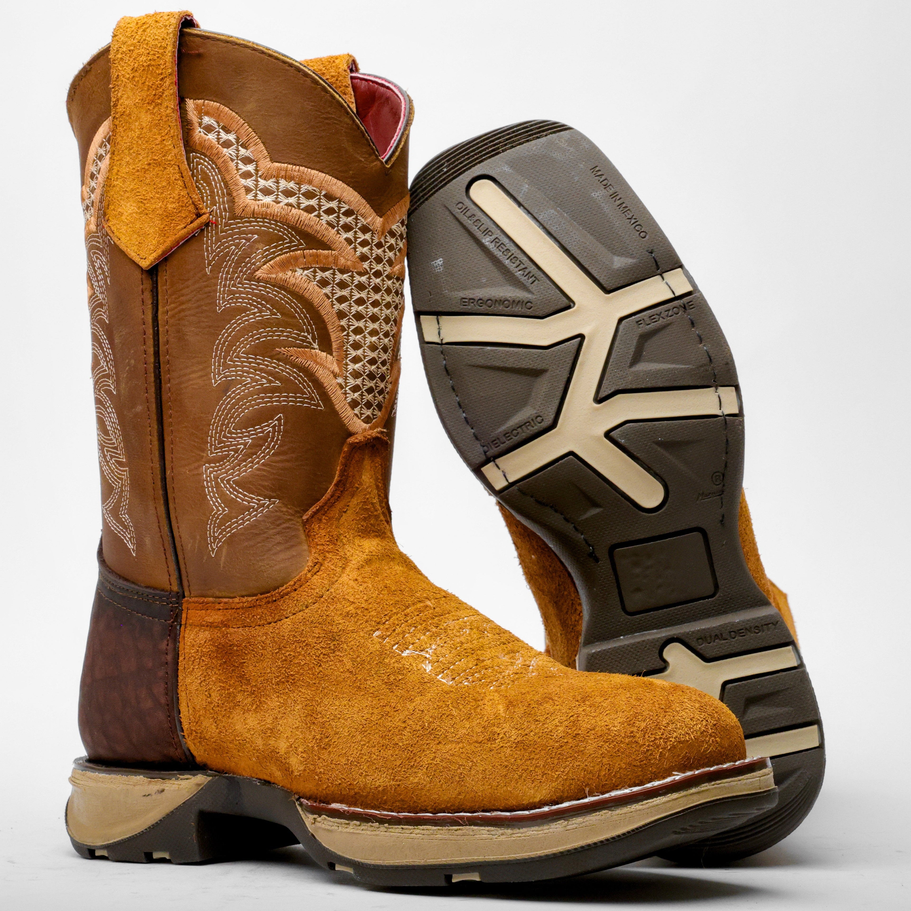 Honey Rough-Out Leather Boots With 3D Lightweight Sole - Composite Toe