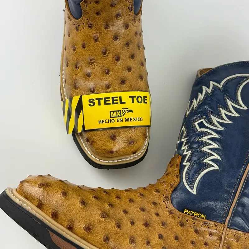 Ave Orix Ostrich Print Steel Toe Patron Work Boots