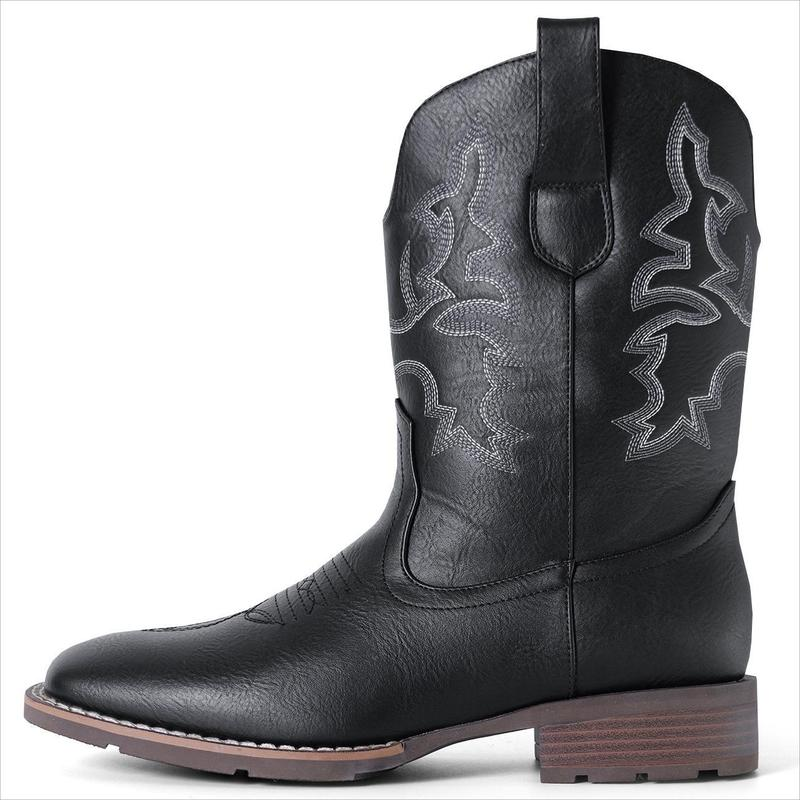 Slip Resistant Square Toe Chunky Heel Ankle Boots