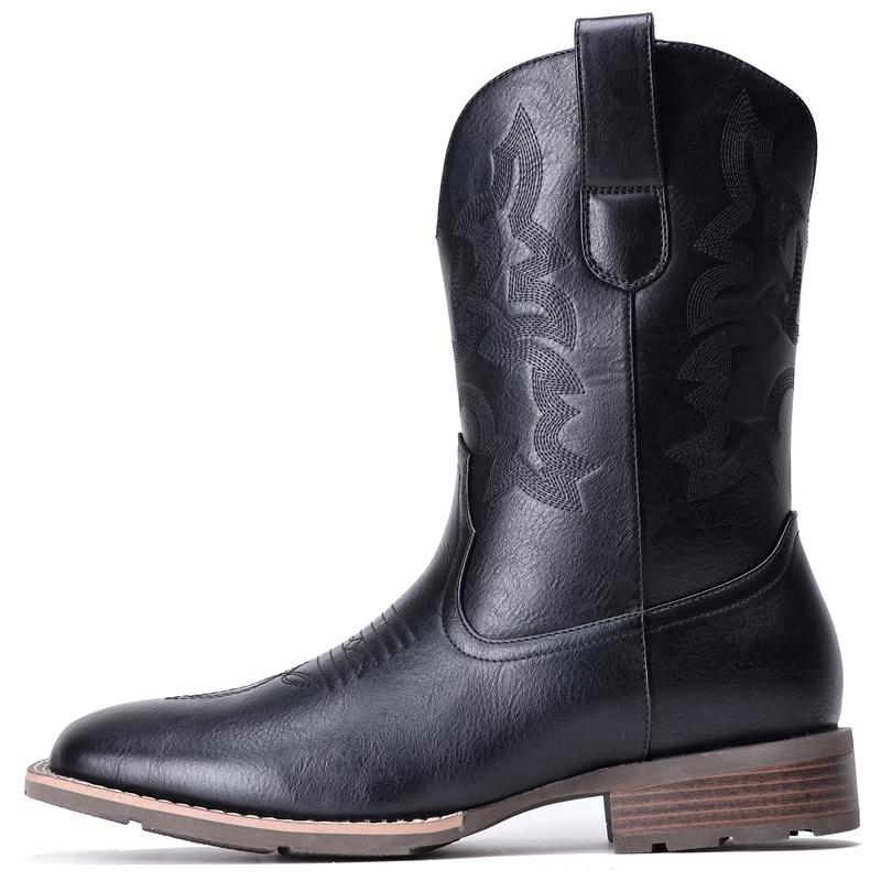 Slip Resistant Square Toe Chunky Heel Ankle Boots