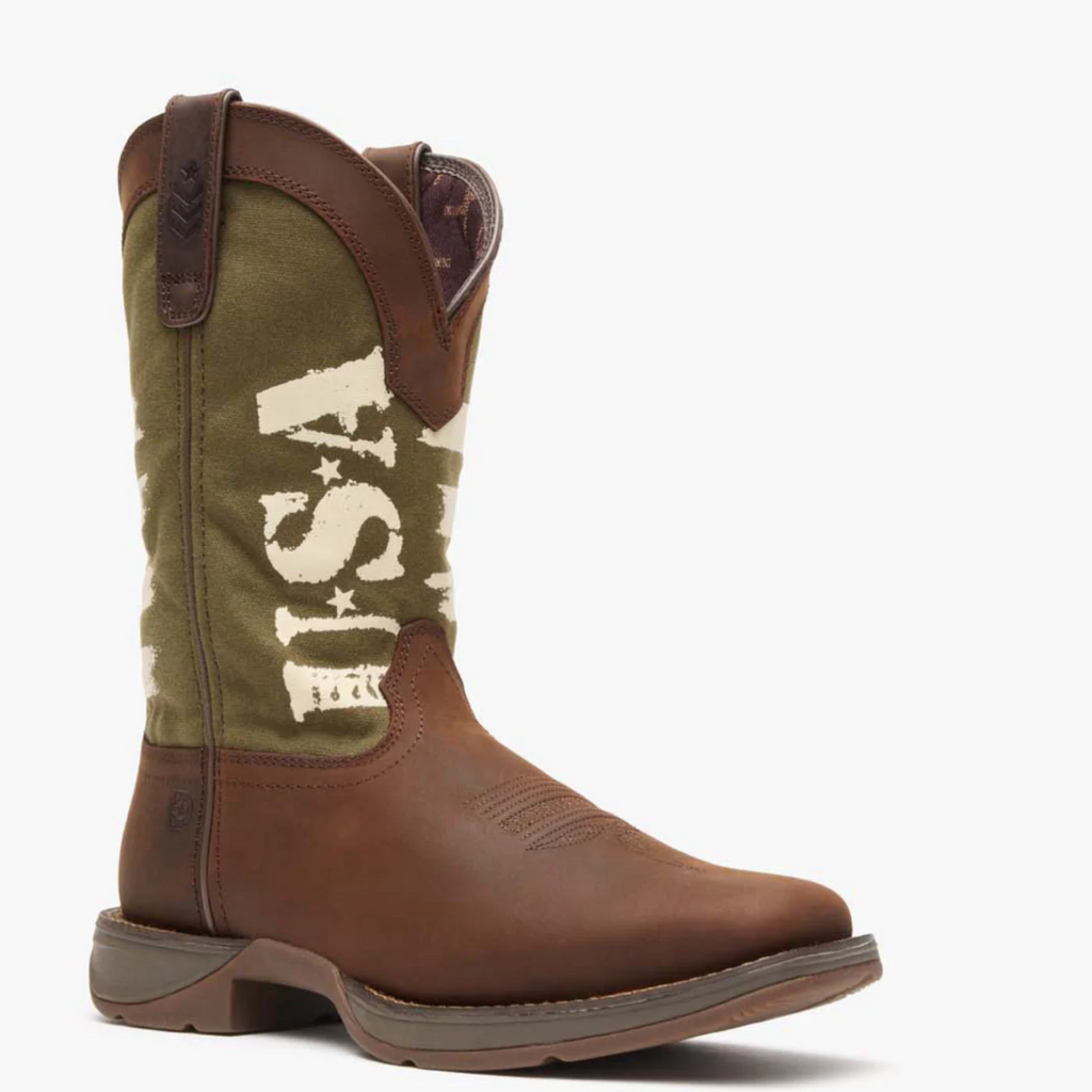 Army Green USA Print Western Boot
