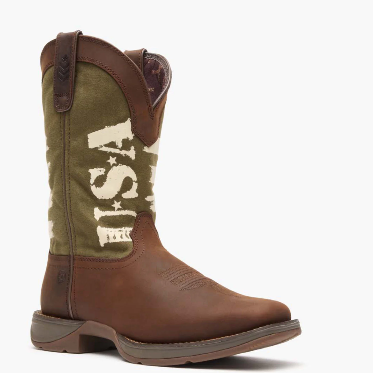 Army Green USA Print Western Boot