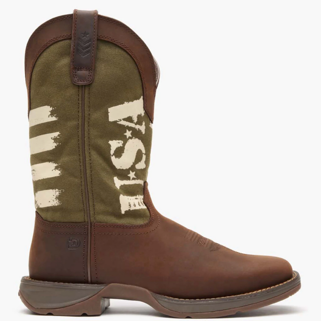 Army Green USA Print Western Boot