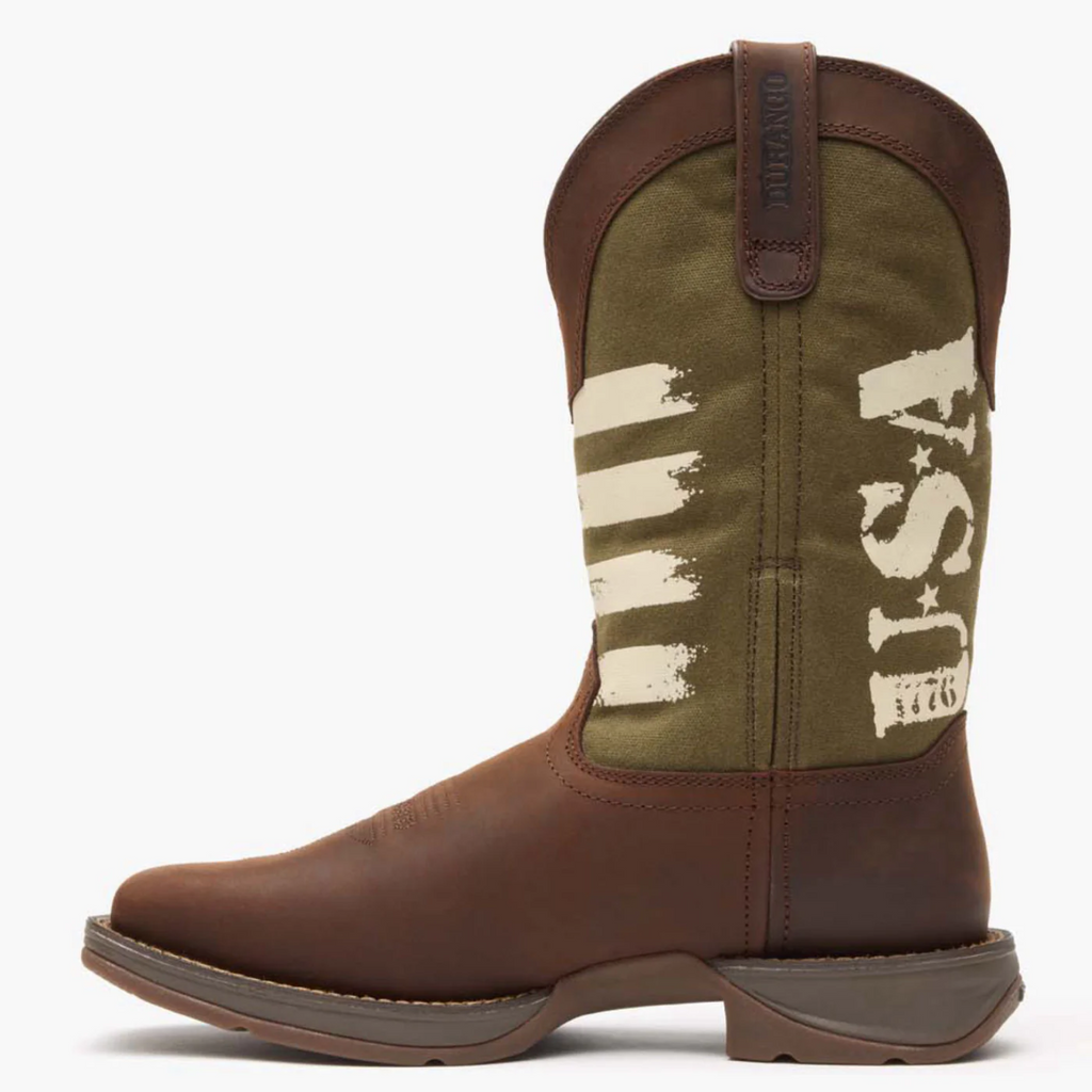 Army Green USA Print Western Boot
