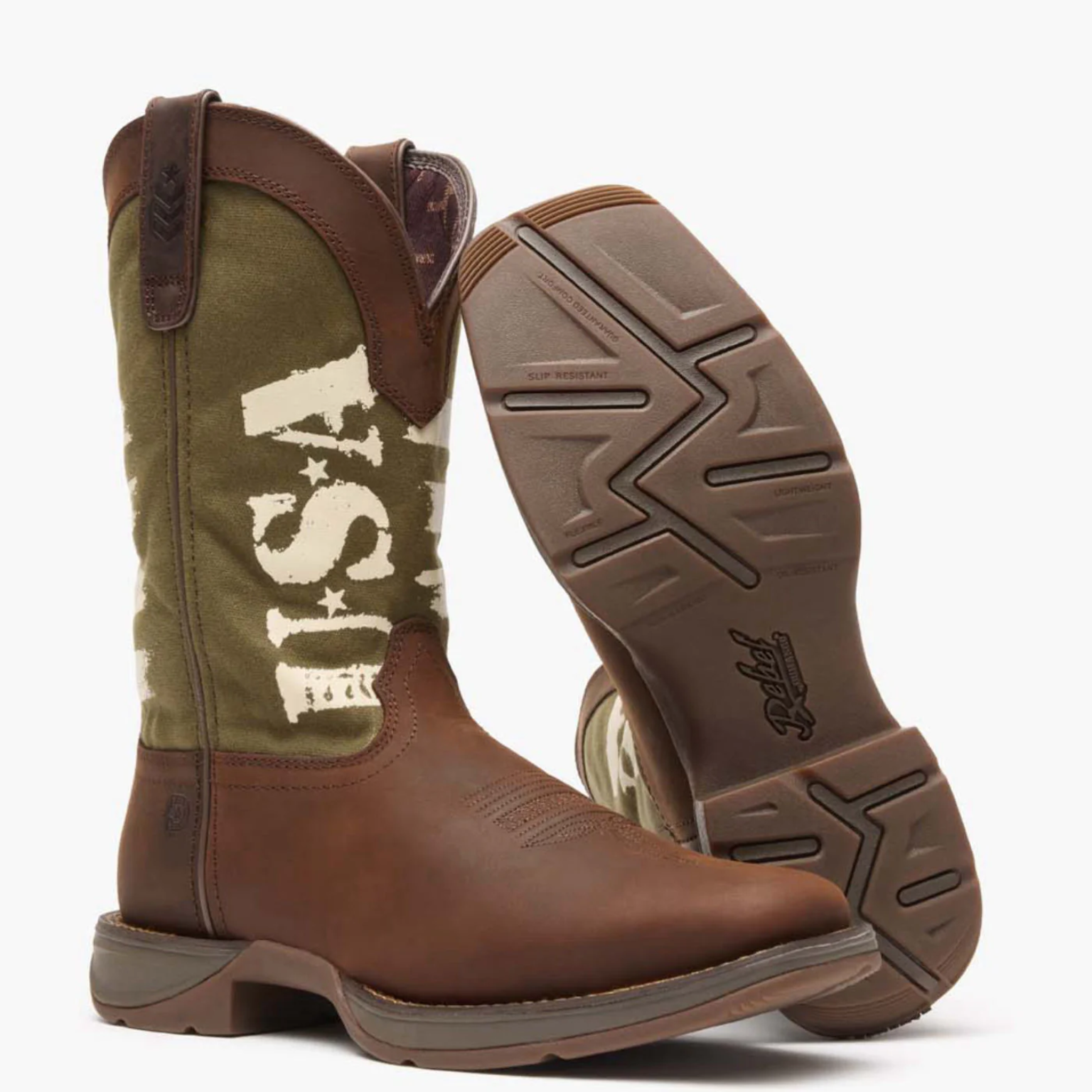 Army Green USA Print Western Boot