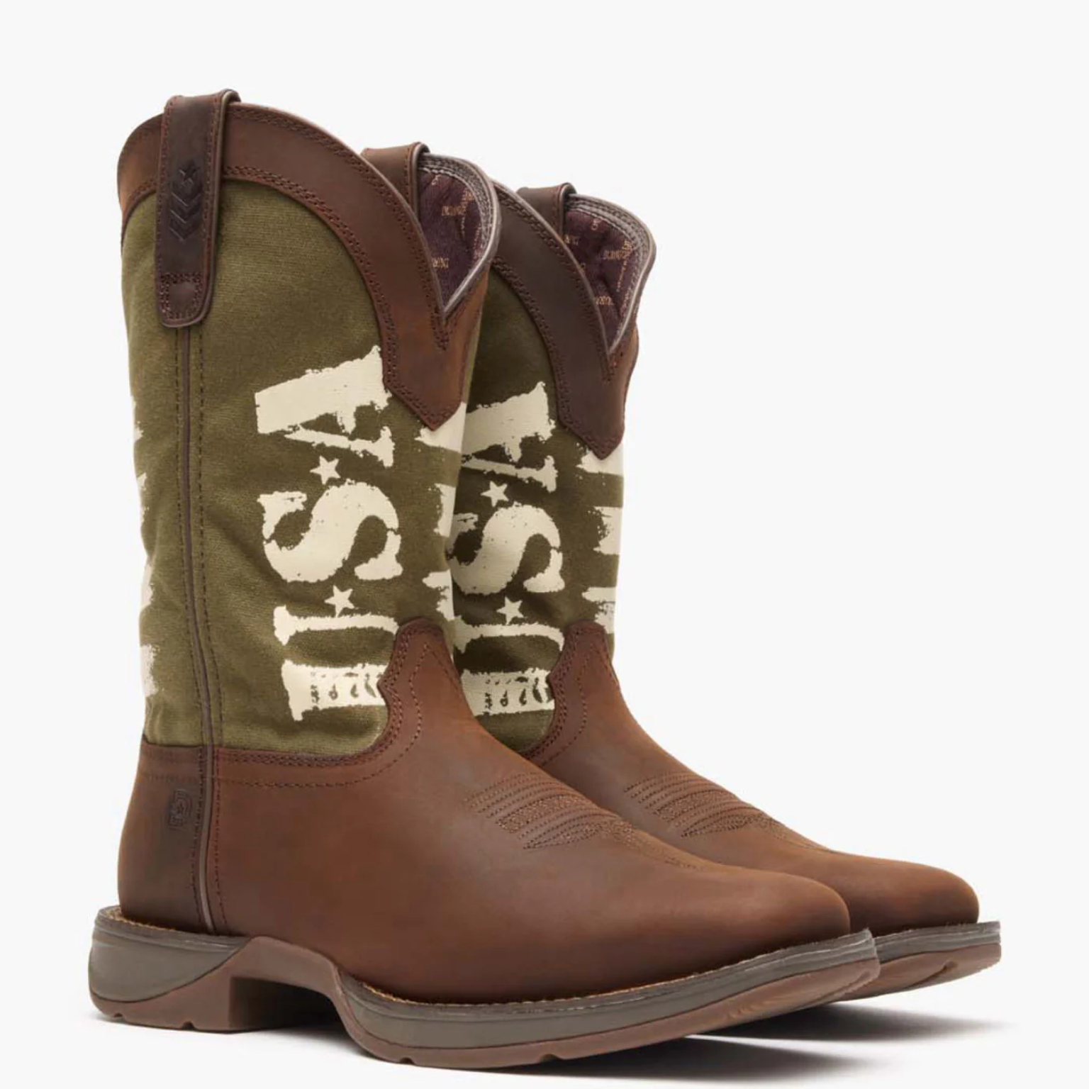 Army Green USA Print Western Boot