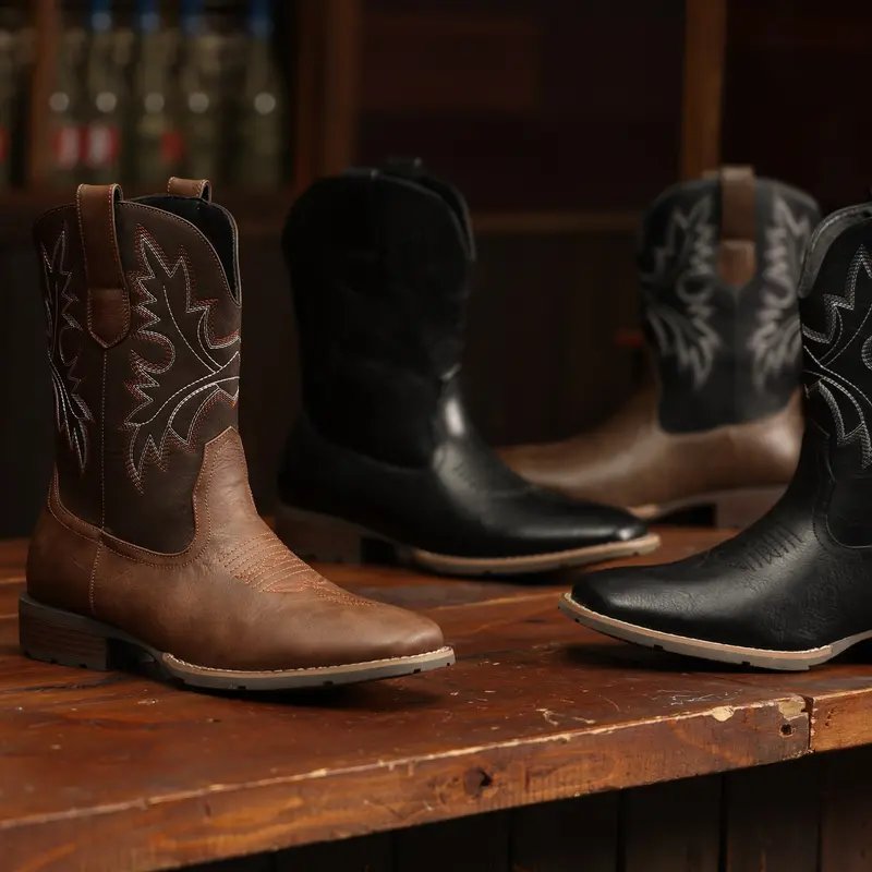 Slip Resistant Exotic Western Boots - Square Toe