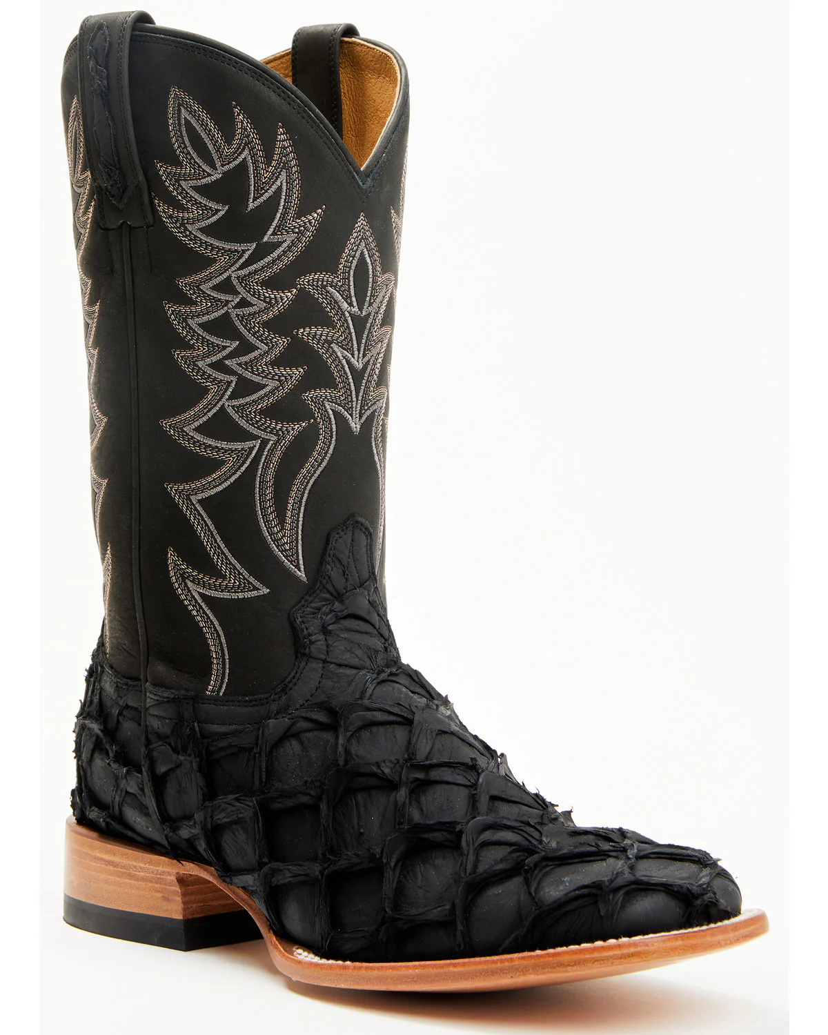 Cody James Men's Exotic Pirarucu Black Boots - Broad Square Toe