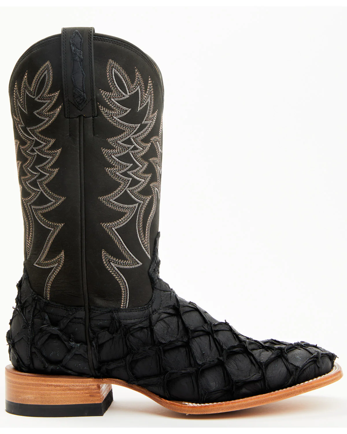 Cody James Men's Exotic Pirarucu Black Boots - Broad Square Toe