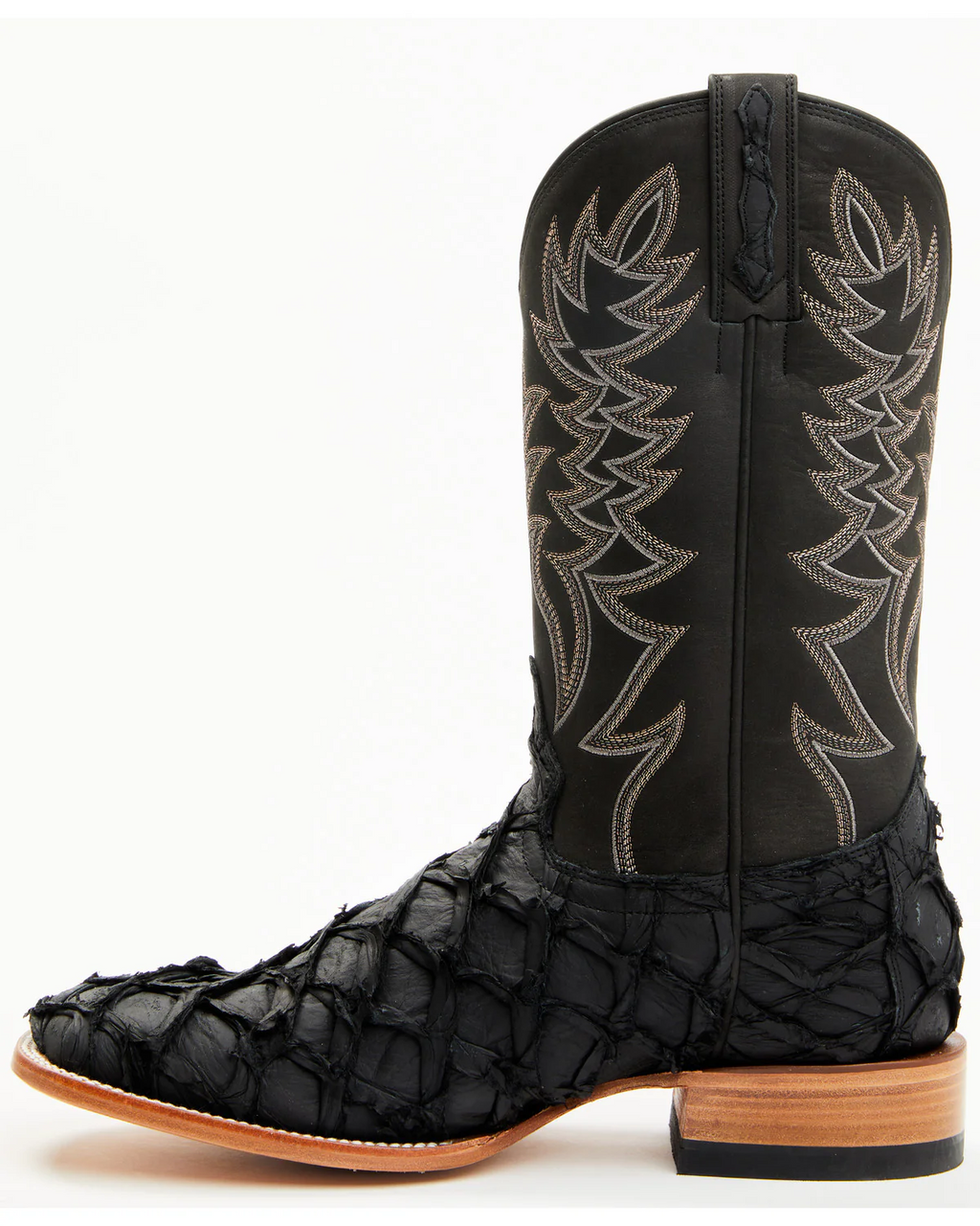 Cody James Men's Exotic Pirarucu Black Boots - Broad Square Toe