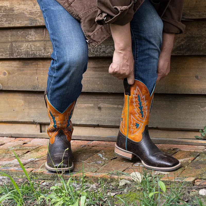 Hand Painted Resistant Cowboy Boots - Square Toe