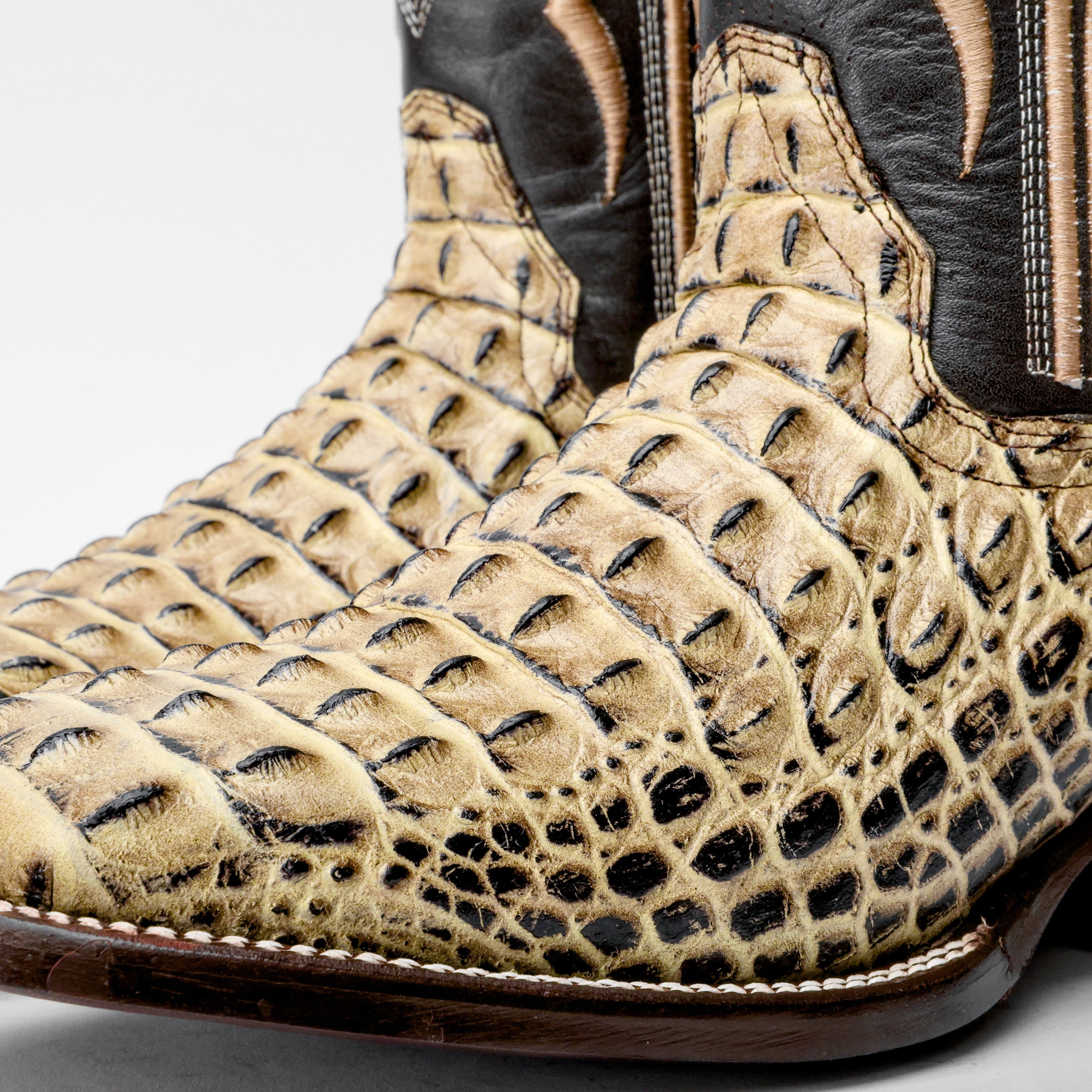 Orix Caiman Hornback Leather Boots - Square Toe