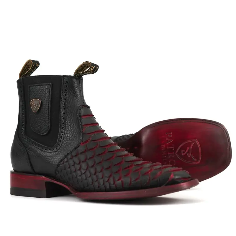 Red Ember Scales Western Chelsea Boots
