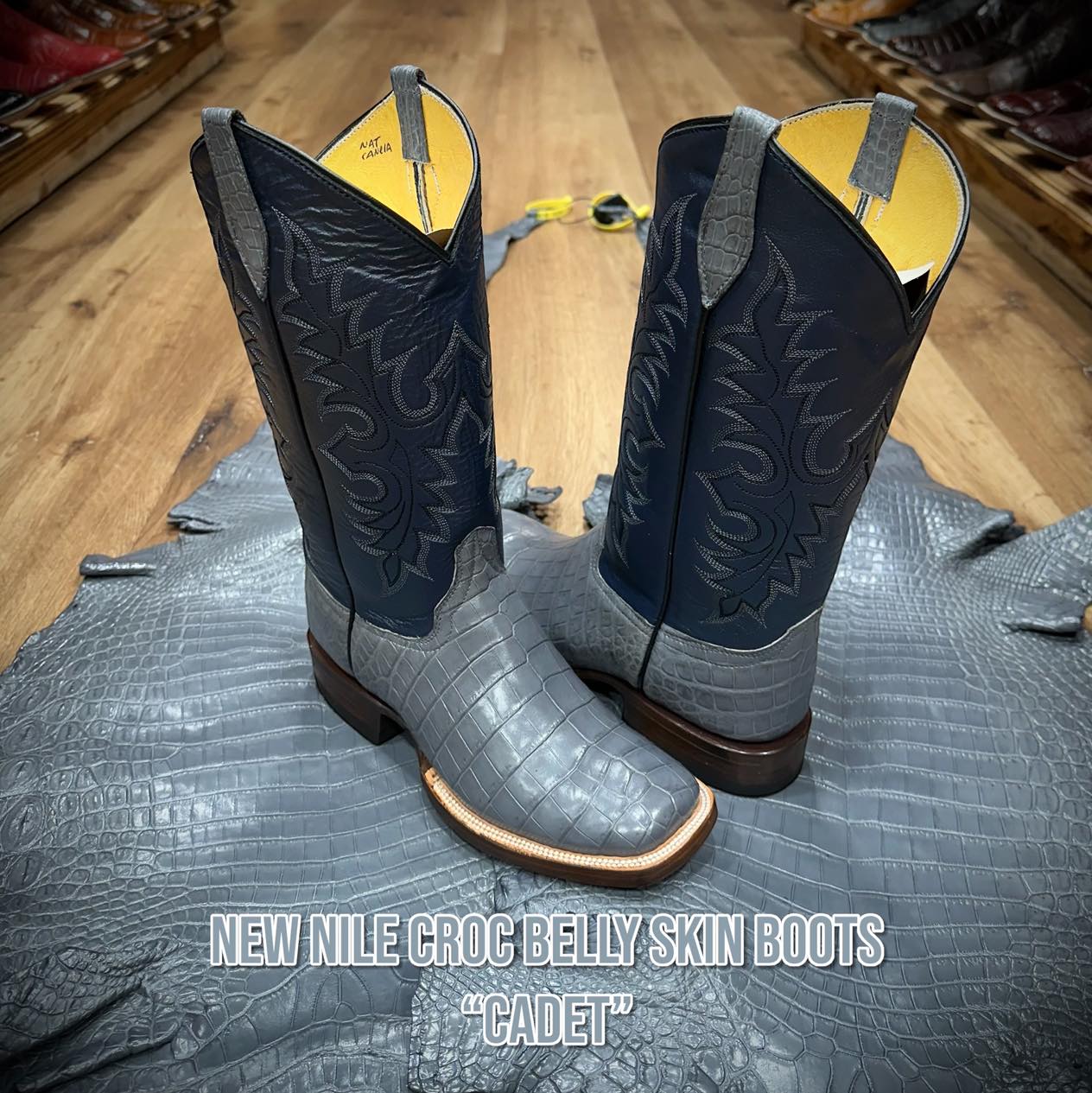 New Nile Croc Belly Skin Boots "CADET"
