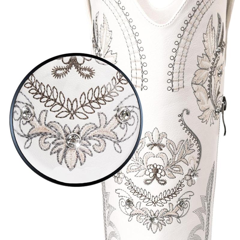 Sparkly Rhinestone Embroidery Tall Western Boots
