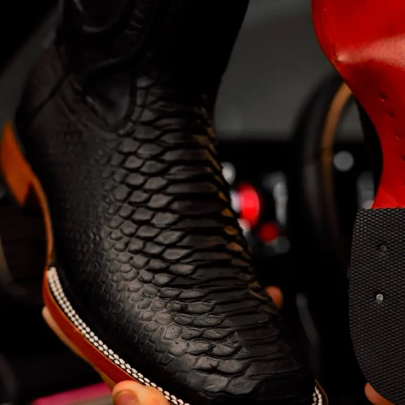 Men’s Matte Black Python Cowboy Boots