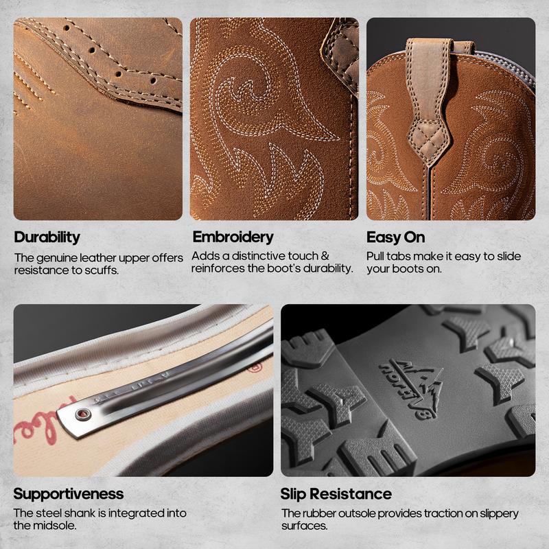 Western Square Toe Leather Work Boots