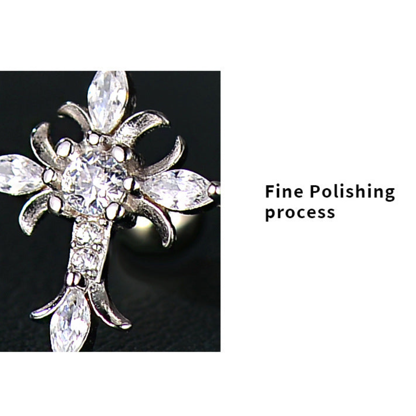 Sterling Silver Floral Cross Bullet Back Earring