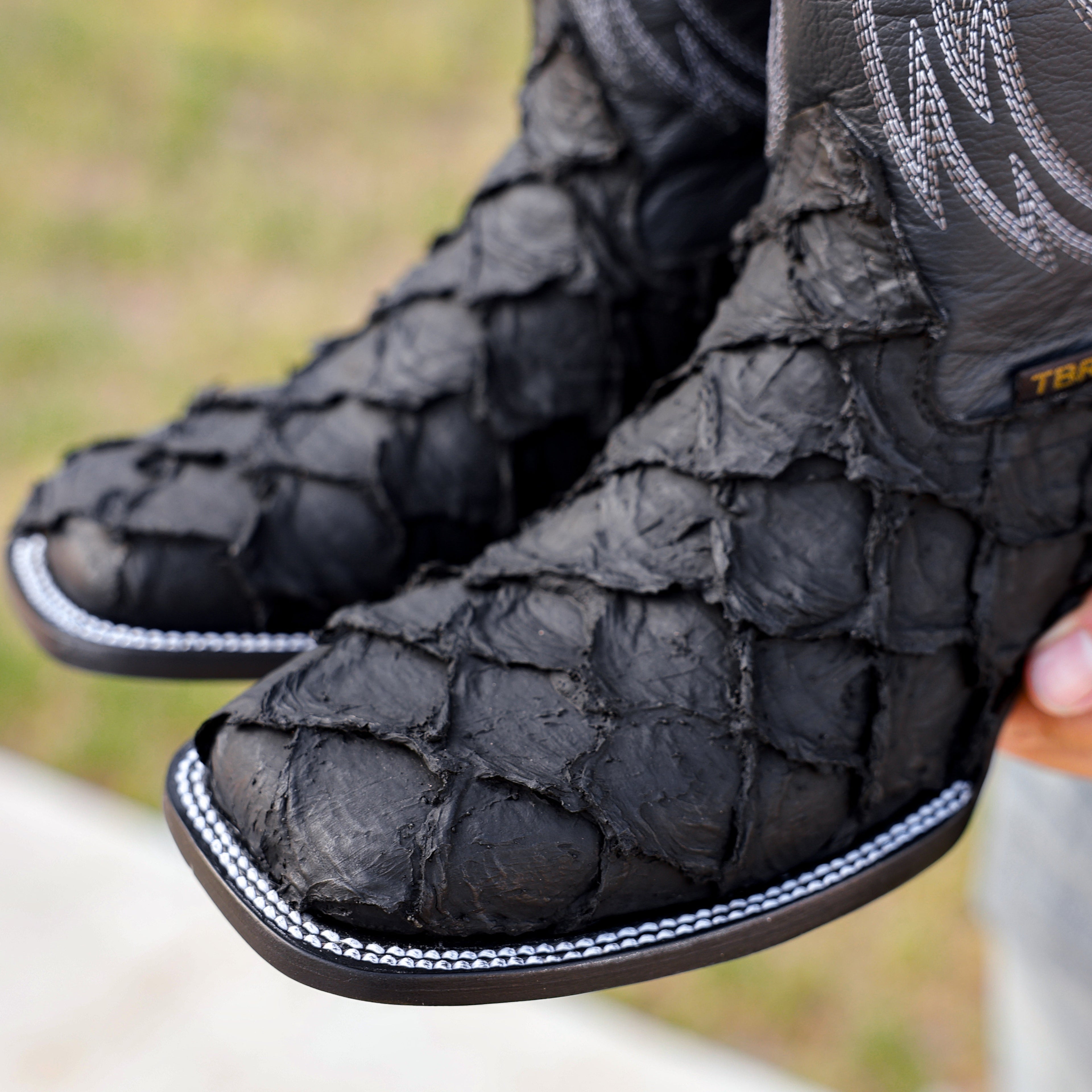 Matte Black Leather Boots - Square Toe