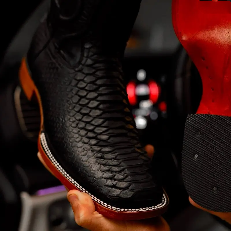 Men’s Matte Black Python Cowboy Boots