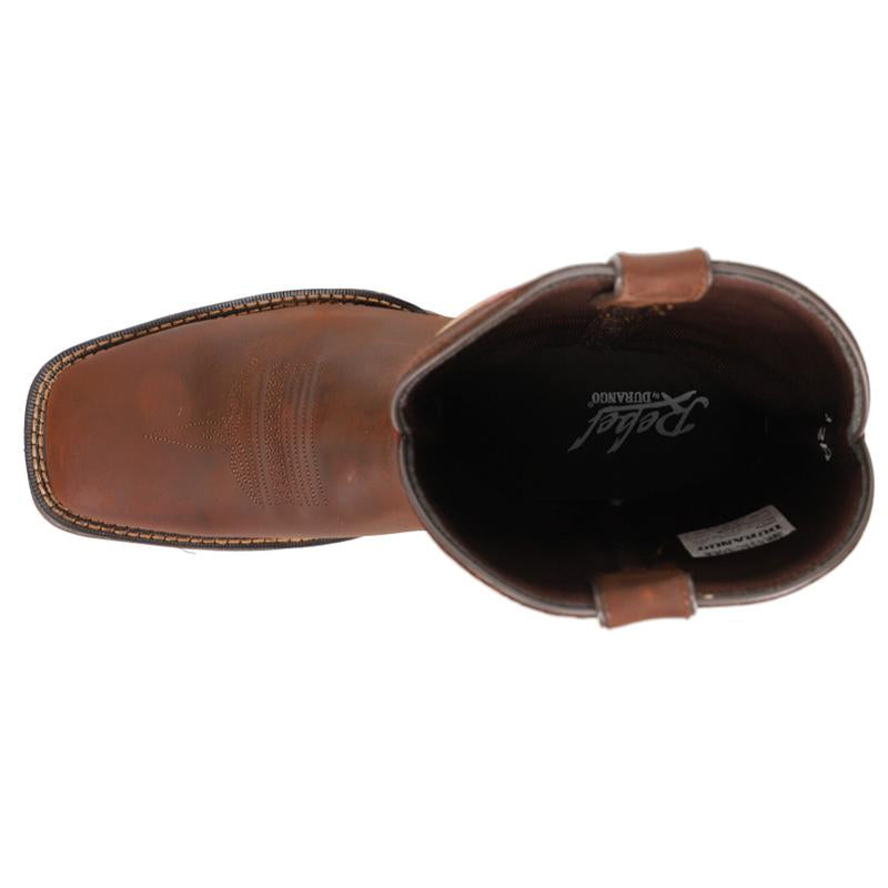 Mens Patriotic Pull On Western Flag Square Toe Casual Boots Mid Calf - Brown