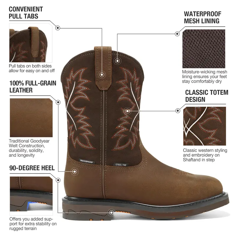 Men's Steel Toe Waterproof Work Boots - Square Toe