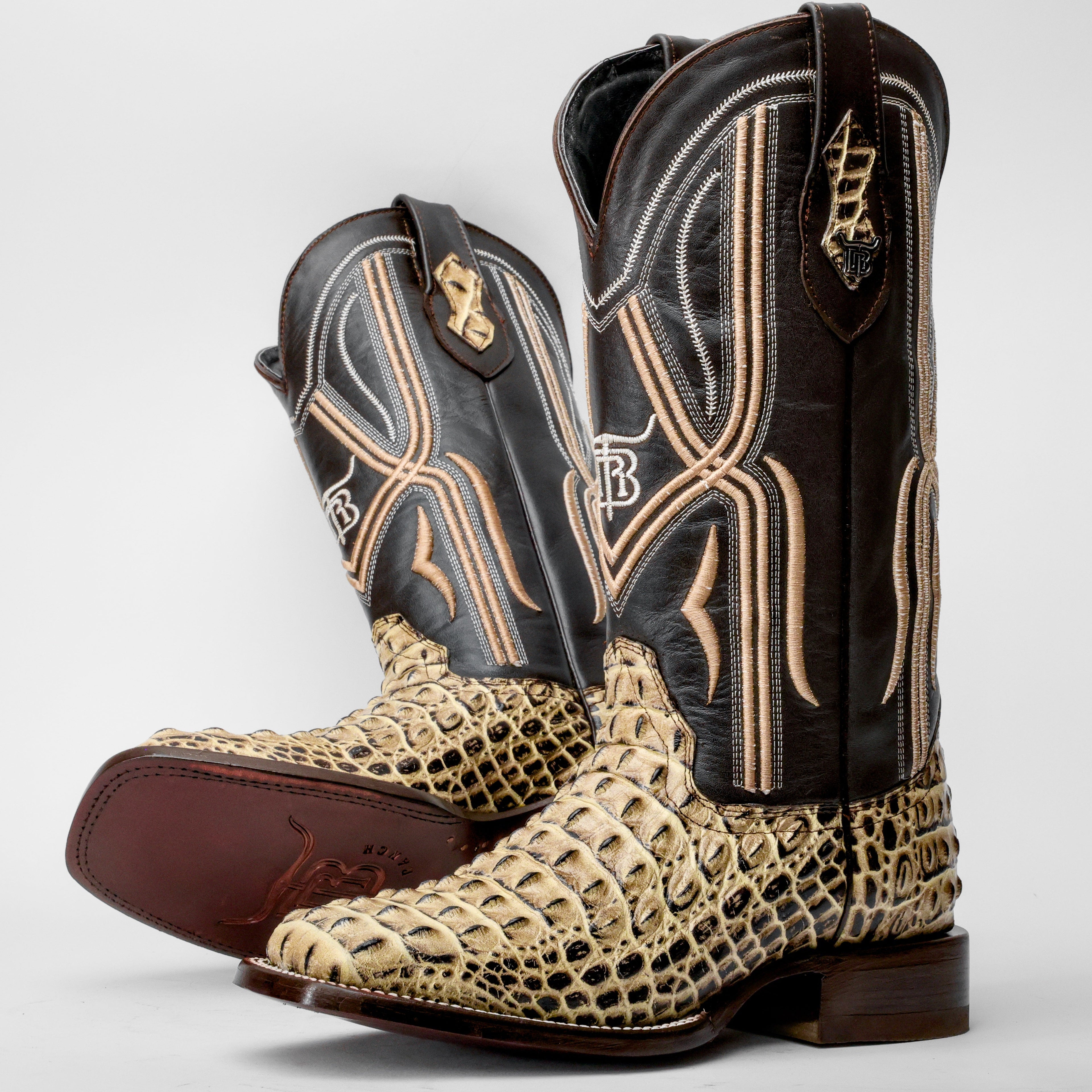 Orix Caiman Hornback Leather Boots - Square Toe