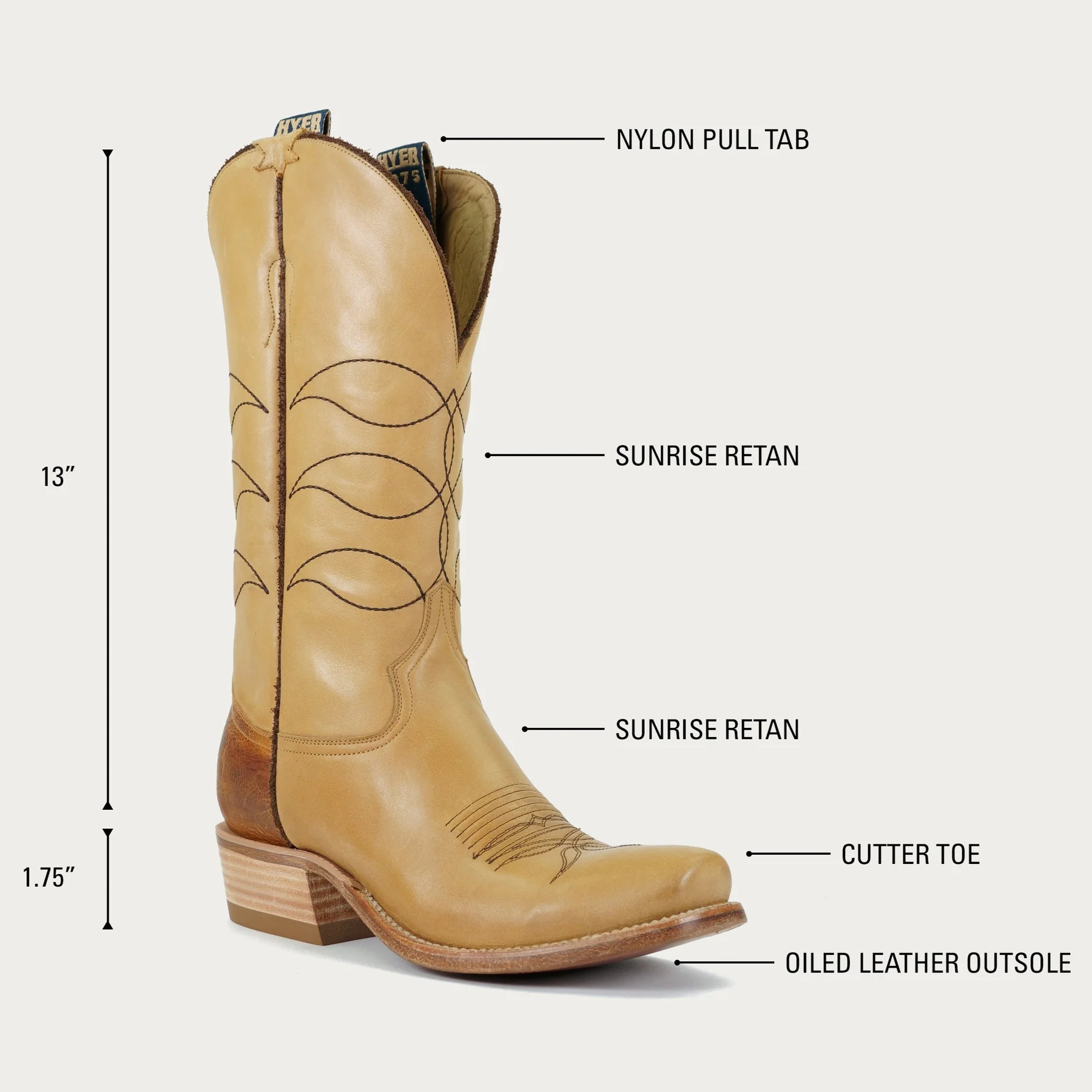 Gold Desert Embroidered Leather Cowboy Boots