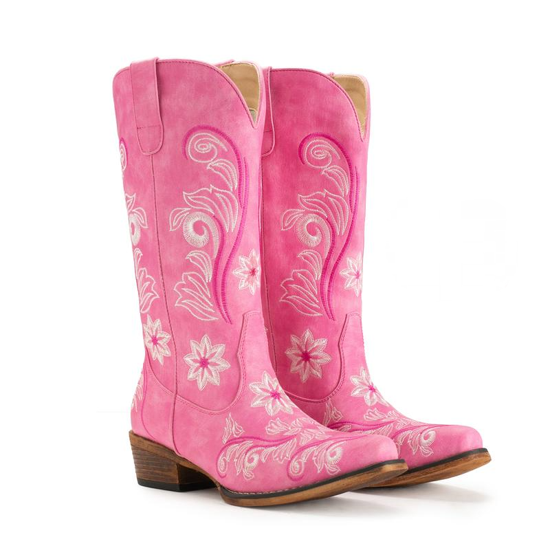 Cowgirl Mid Calf Western Boots Pointy Toe Boots