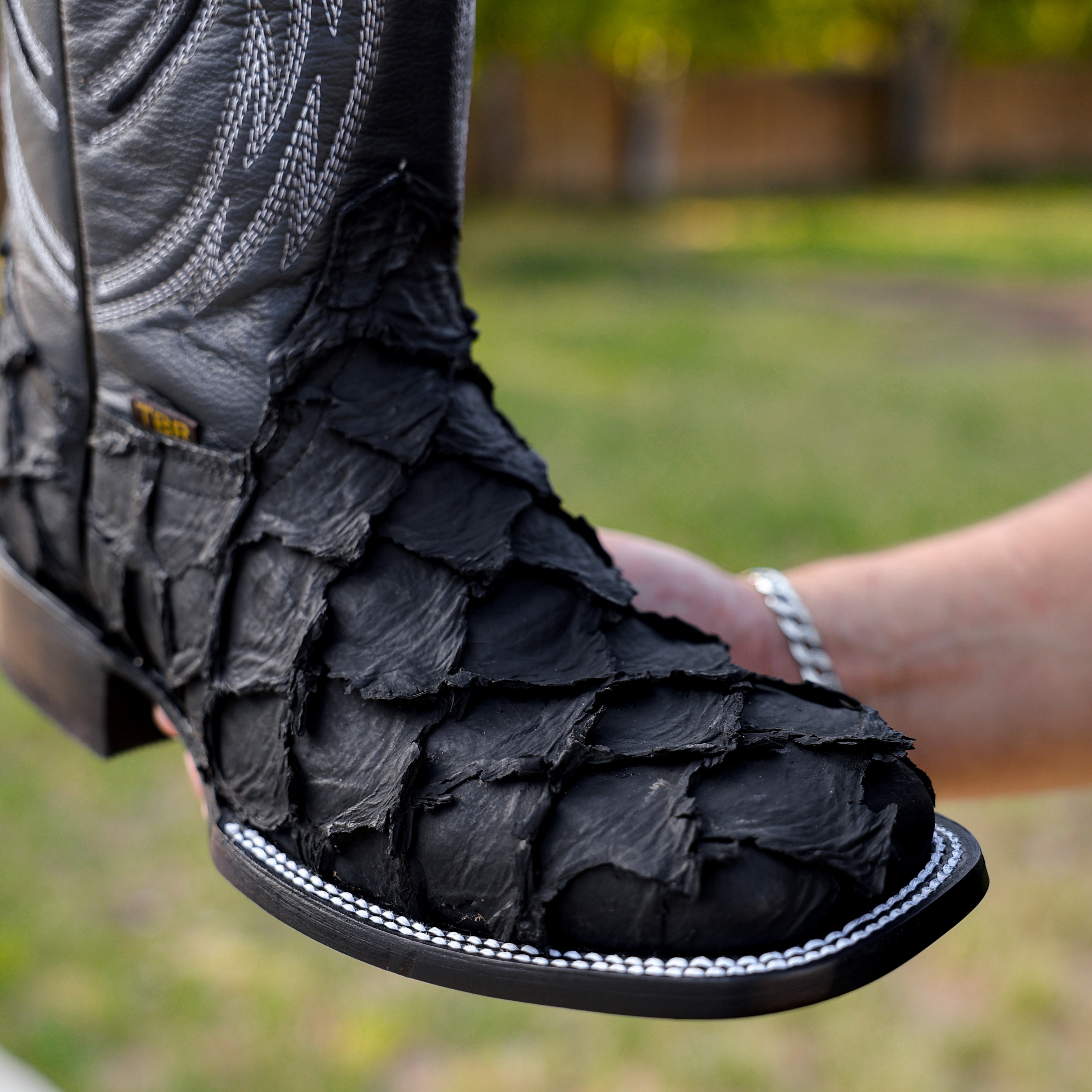 Matte Black Leather Boots - Square Toe