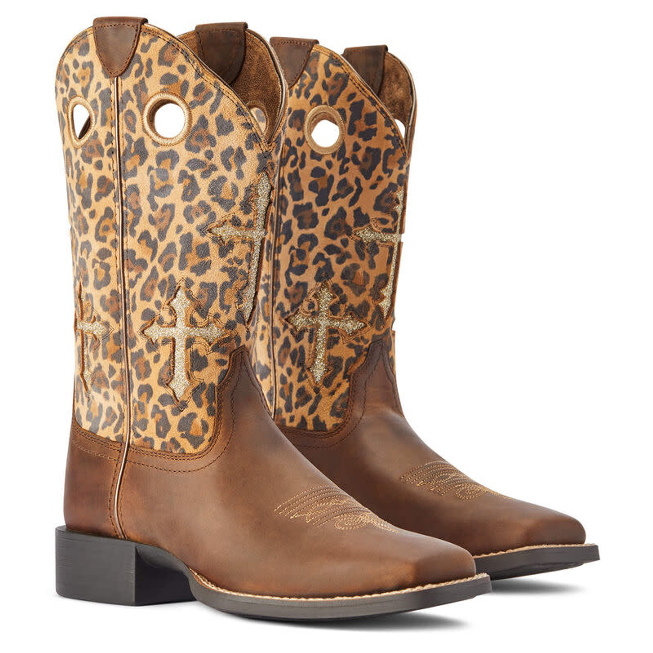 Distressed Tan / Sparkle Leopard Boots