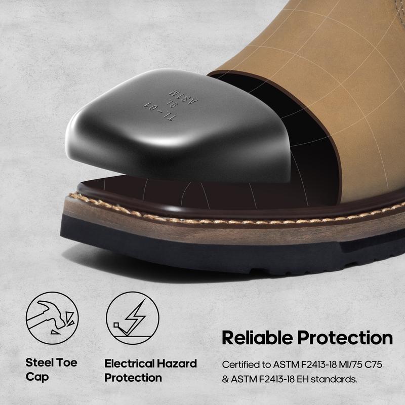 Western Square Toe Leather Work Boots