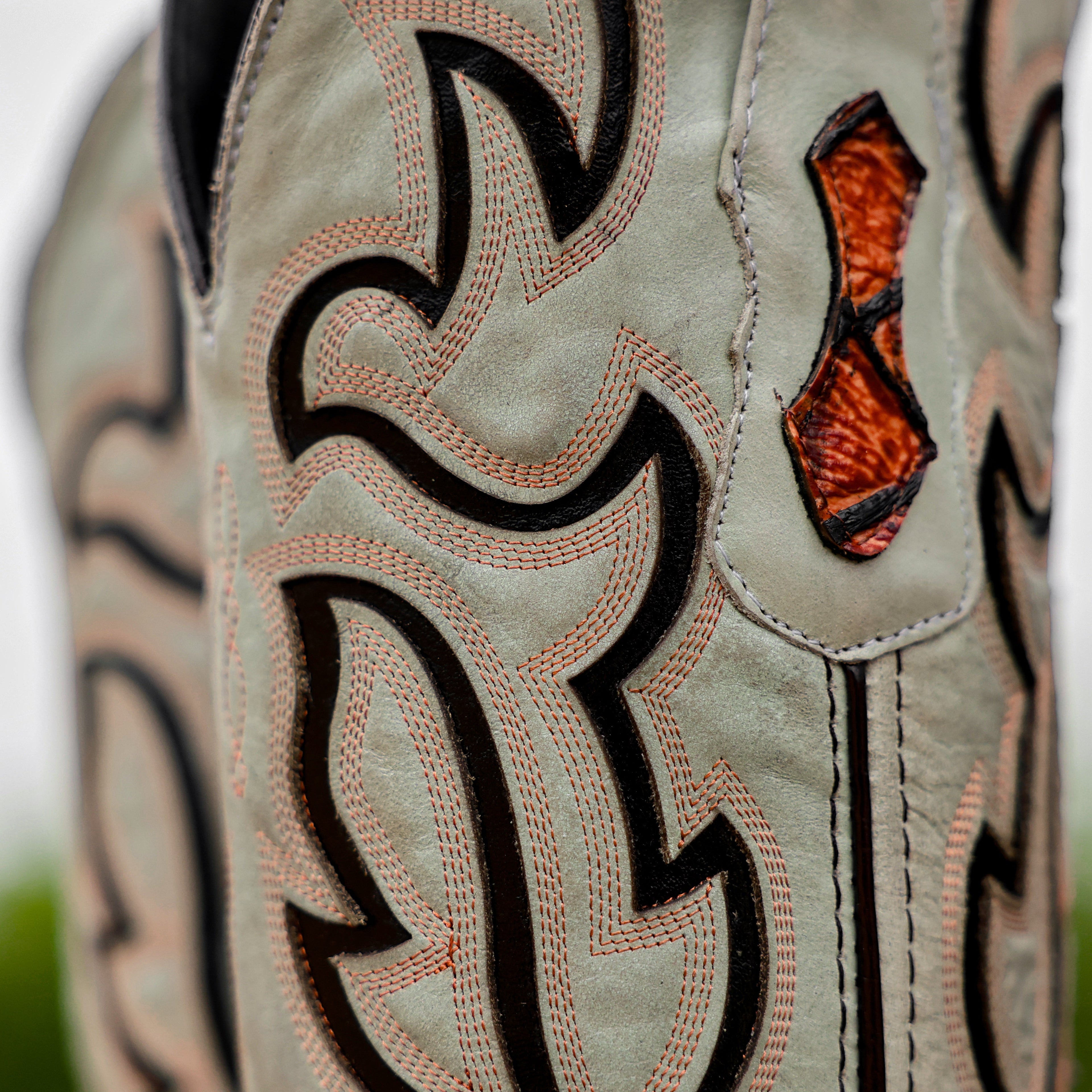 Cognac Pirarusu Leather Boots - Square Toe