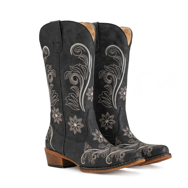 Cowgirl Mid Calf Western Boots Pointy Toe Boots